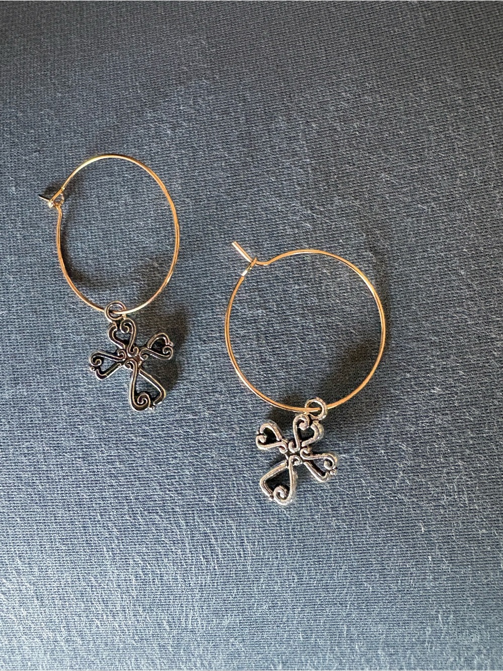 Cross Charm Hoop Earrings - Women Jewelry